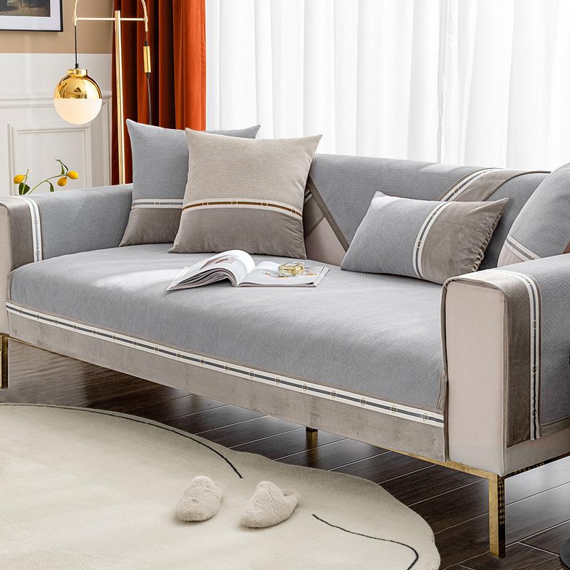 Nowoczesna prosta antypoślizgowa poduszka cztery pory roku uniwersalny pokrowiec na sofę pokrowiec z tkaniny szenilowej poduszka na sofę