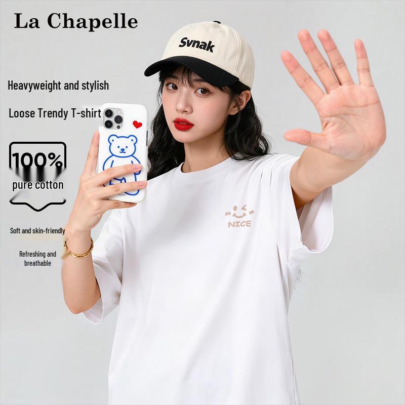 

La Chapelle Women s Blushing Smile Print Cotton T-Shirt XL