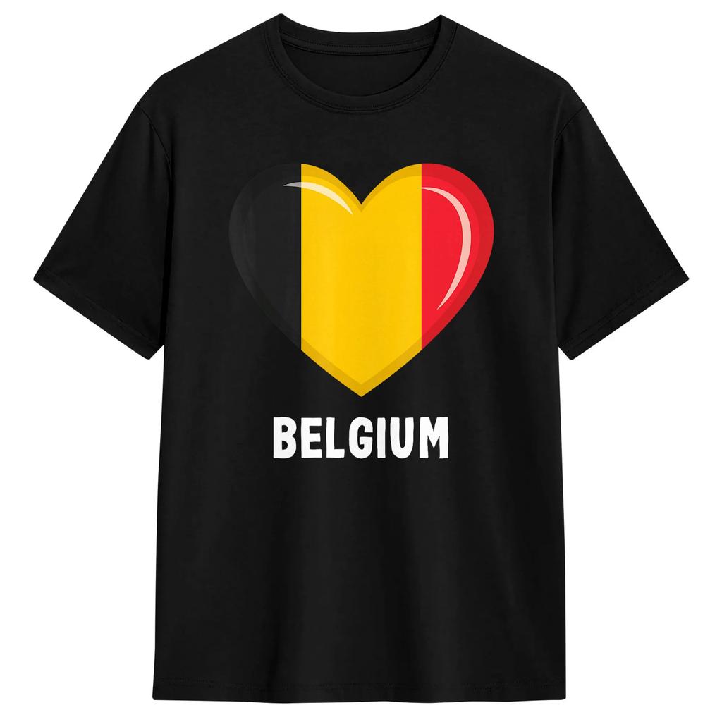 Belgium Belgian Flag 100 Cotton T Shirt For  Beach  Streetwear T-Shirts O Neck Fashion Tee Shirt Oversize Pattern Clothing