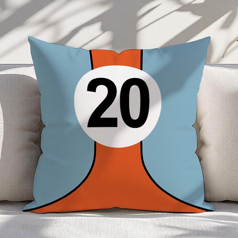 Retro Racing Number 20 Pillow Case, Vintage Car Cushion Cover, Blue Orange Geometric Home Decor Throw Pillow Slipcover for Sofa