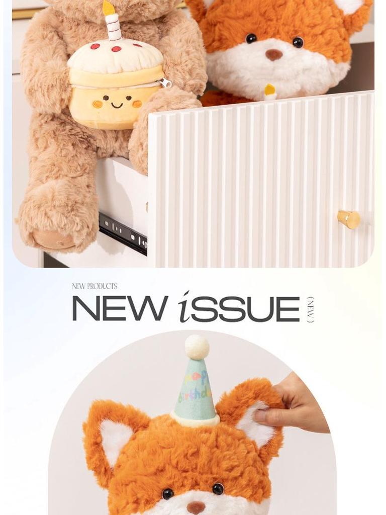 Cute Birthday Hat Bear Plush Toy - Sleep Companion & Hugging Gift for Girls