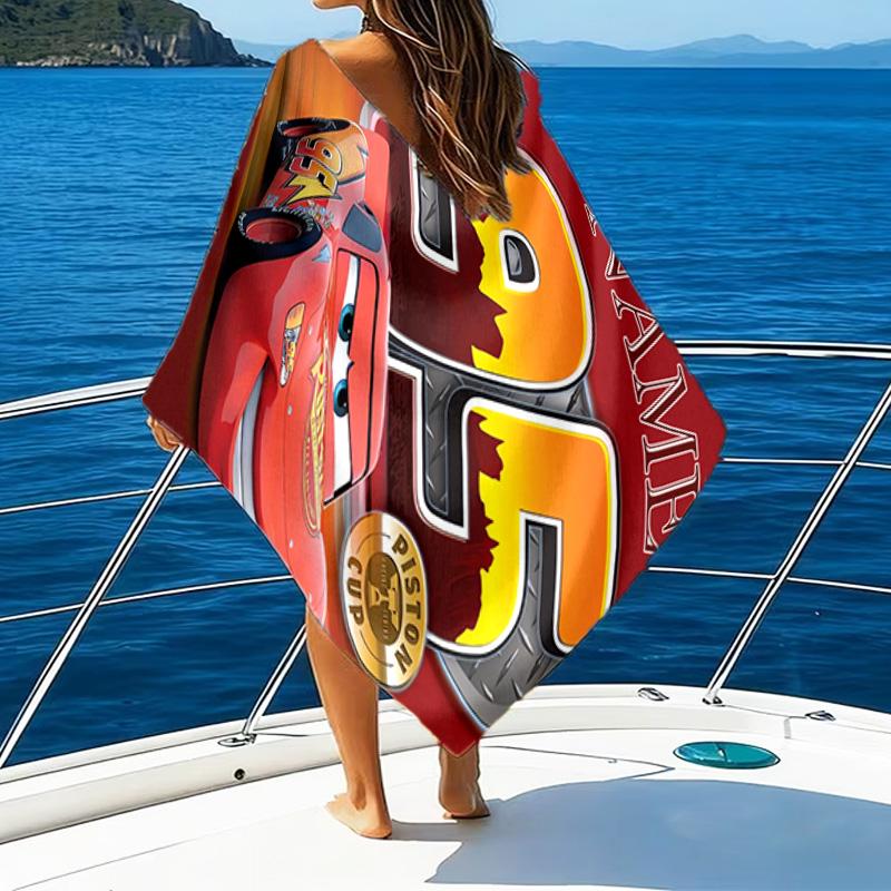 1pc Cars3 Beach Towel with Custom Name, Beach/Swimming/Bath/Picnic/Camping Towel, Suitable for Seaside Beaches