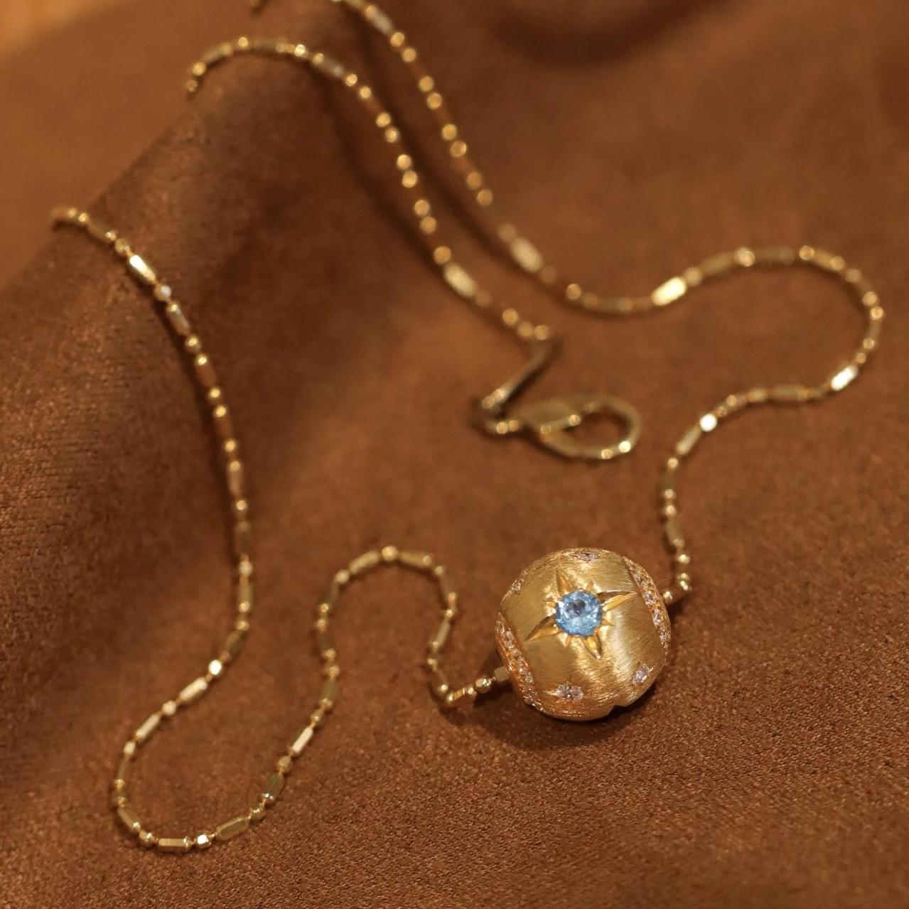 Средневековое ручной работы матовое ожерелье-октаграмма женское нишевое дизайнерское чувство цветной цирконий Дунайская звезда ключичная цепочка