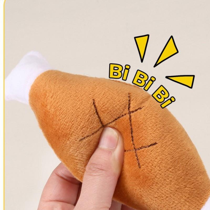 Plush Dual-Bone Chicken Leg Dog Toy With Squeaker Small To Medium Dogs Chew Resistant Dental Care Pet