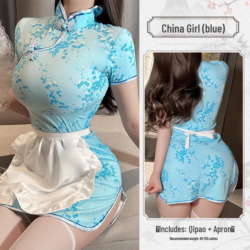 Linlin Ting Chinese Maid Qipao Passionate Quick Release Role Play Lingerie Set