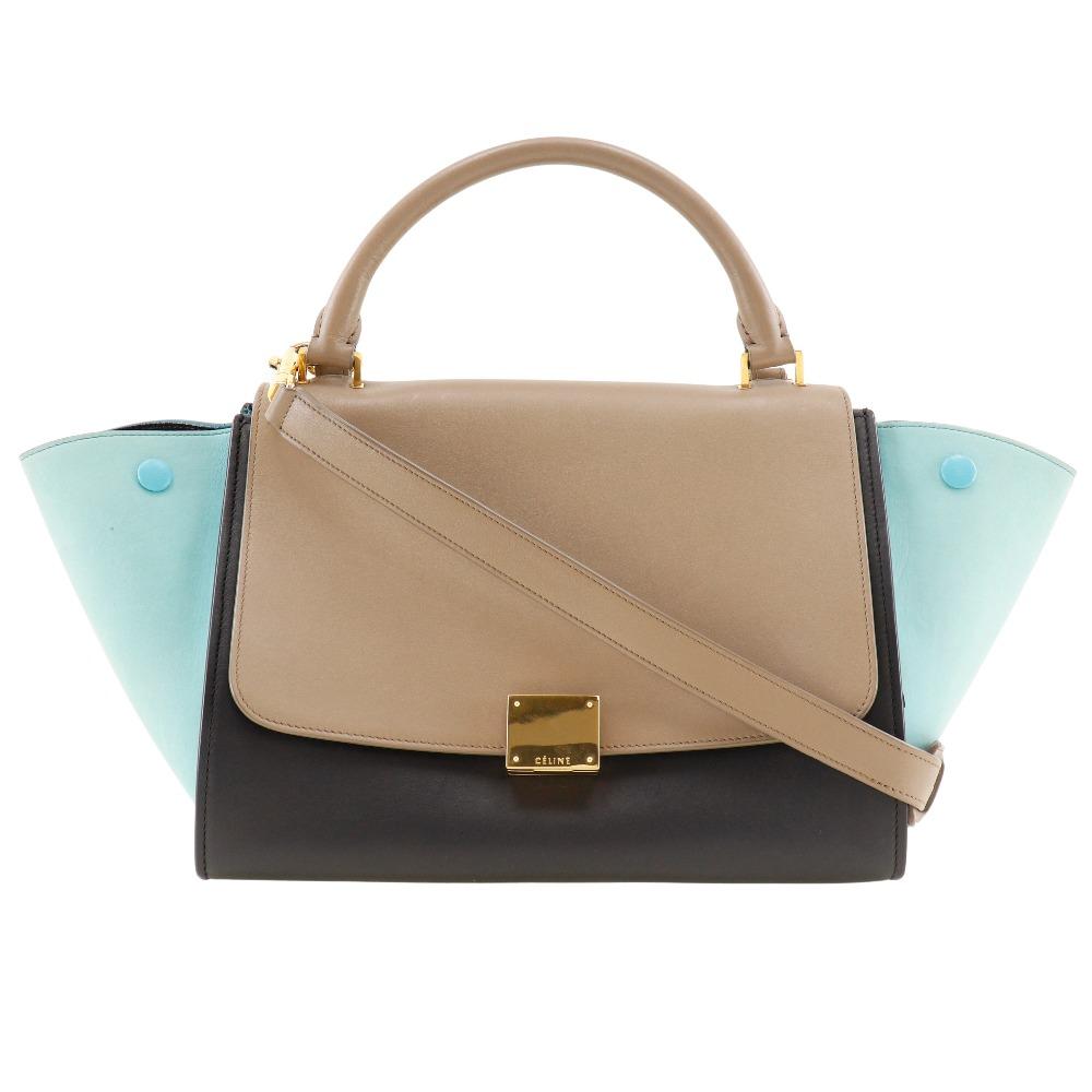 

CELINE Trapeze Handbag 2WAYShoulder Brown / black Calfskin Women Used