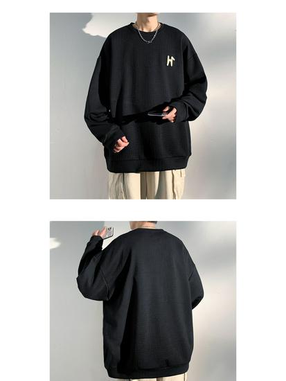 Herren Herbst Amerikanischer Stil Rundhals Fleecegefüttert Übergroß Hoodie: Modische Plus-Size Jacke im lockeren Schnitt