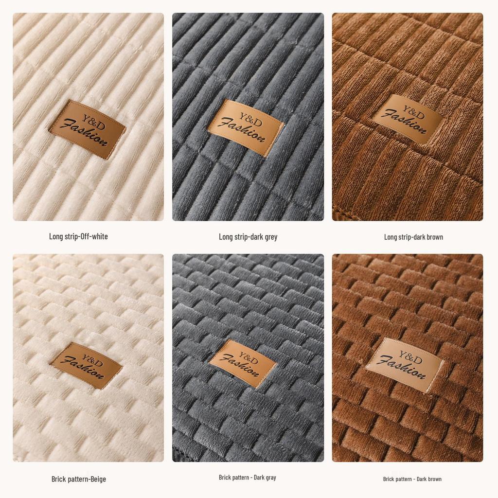 Creme-farbene kurzflorige rutschfeste Sofakissenhülle - Verdickte einteilige für Herbst/Winter 2026