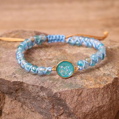 Blaue runde Opal Armbänder Armreifen Steine Perlen geflochten Balance Yoga Schmuck