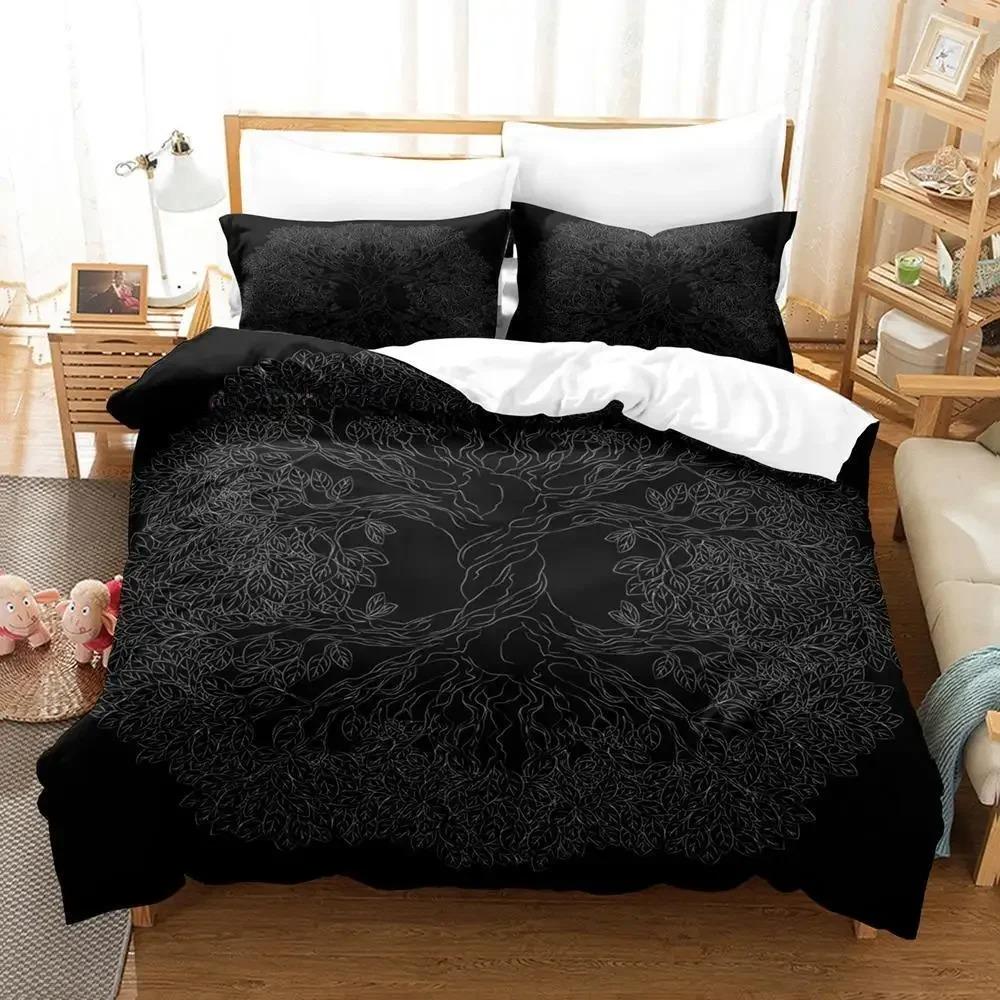 Nytt Yggdrasil Träd Runor sängkläder Set Enkelt Twin Fullt Queen King Size Sängset Vuxen Barn Sovrum Påslakan Set Anime Säng Nytt