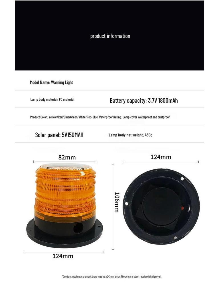 Magnetic Mount Solar Strobe Light for Car Roof, Marine, and Roadblock