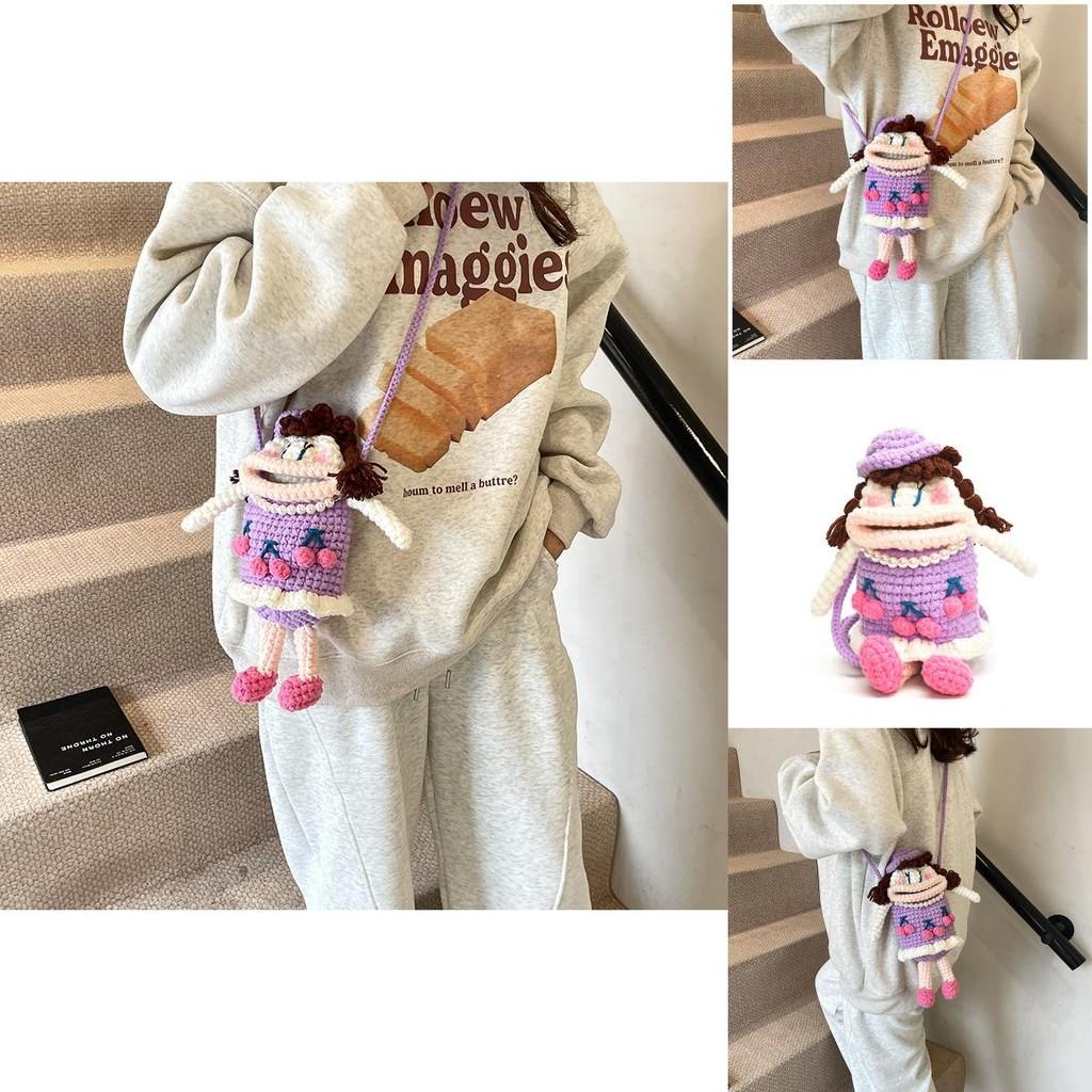 Fun And Playful Handwoven Crochet Cartoon Backpack For Kids With Big Mouth Design