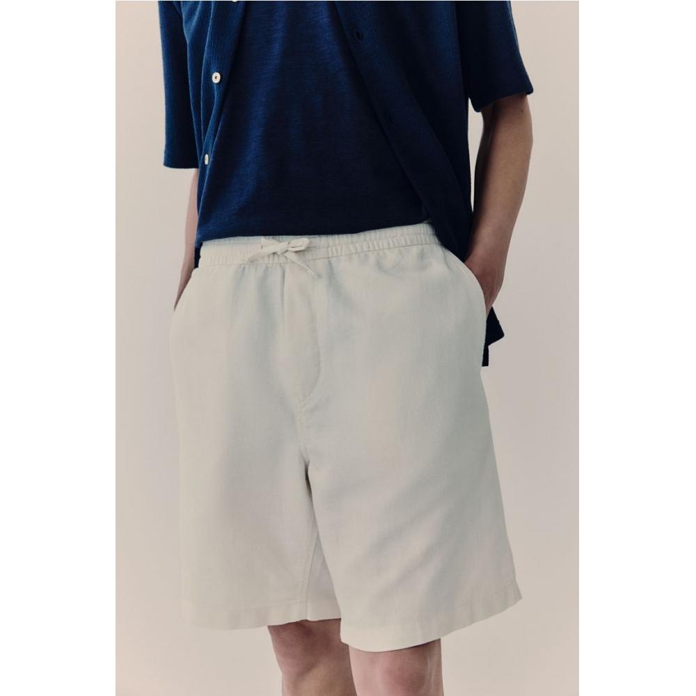 H M Relaxed Fit Linen Blend sHorts wHite