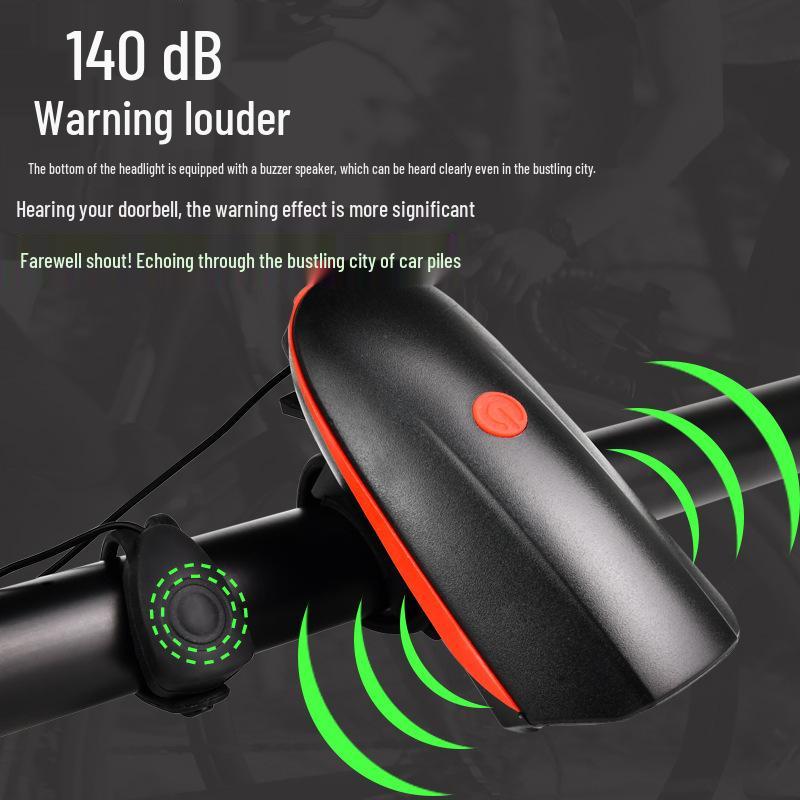 Rechargeable Waterproof Bicycle Headlight & Electric Horn for Night Riding