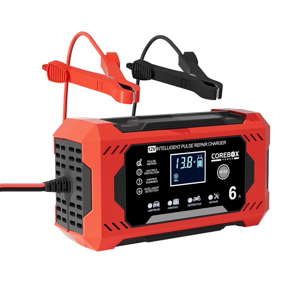 

Интеллектуальное импульсное зарядное устройство для восстановления Бытовые зарядные устройства для хранения аккумуляторов AGM Гелевые Свинцово-кислотные аккумуляторы Зарядка Зарядные устройства для автомобильных аккумуляторов 12В 6А US красный