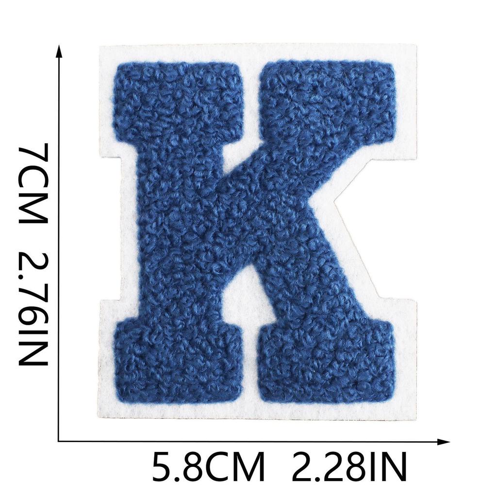 7cm White Background Royal Blue Text Embroidered Letter Patch for Bags & Decor