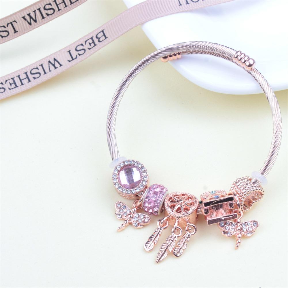 Beaded Bracelet Bangle Multi Element Stainless Steel Copper Alloy Open Spring Snake Bone Chain