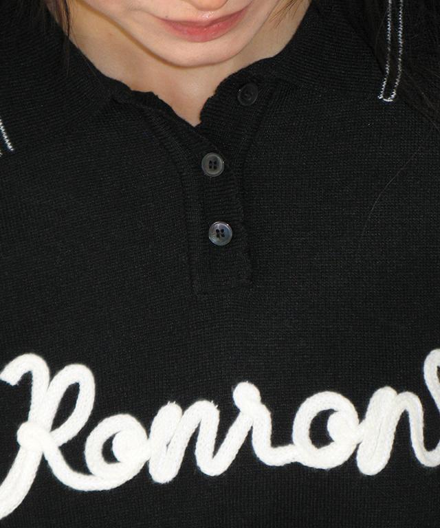 RONRON Hand Made Logo Collar Knit Pullover Black