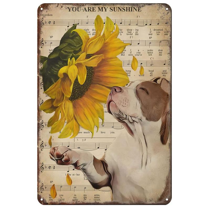 Sunflower Metal Tin Signs Retro Sunflower Vase Rustic Farmhouse Retro Tin Signs Wall Decor Man Cave Home Pub Metal Signs