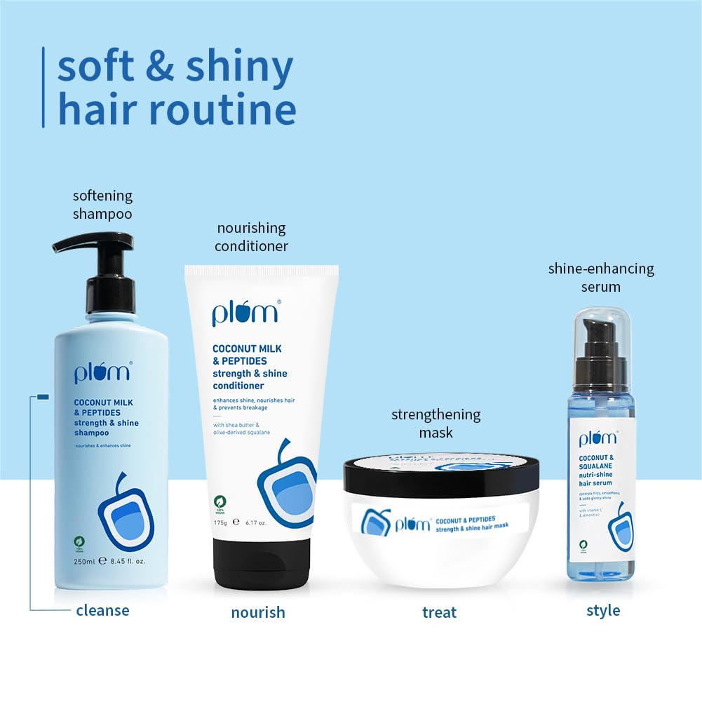 Plum Coconut Milk & Peptides Shampoo 250ml Conditioner 175g Combo for Softer, Hydrated Hair
