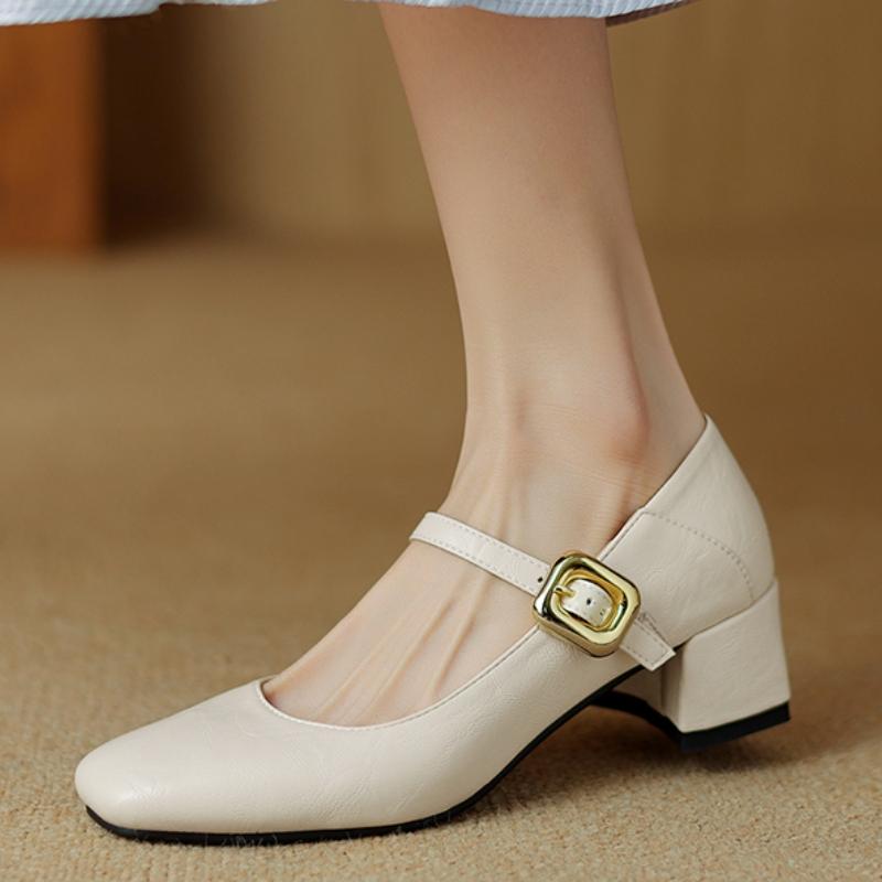 Marrón Nude Negro Tacones Bajos Zapatos de Salón para Mujer Mary Janes Zapatos Moda Correa Oficina Fiesta Zapatos de Boda Señoras Otoño Cómodo