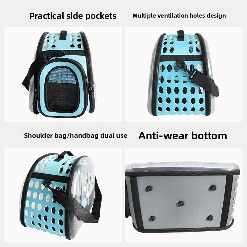 Crossbody Pet Bag Breathable Portable Cat Out Bag Dog Backpack Folding Transparent Cat Bag Large Capacity Bag