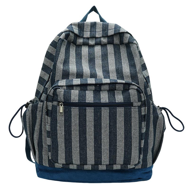 Schoolbag Japanese Retro Star Striped Denim Backpack Large Capacity Travel Bag Student Schoolbag Computer Bag Backpack