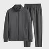 Men's Plus Size Stand Collar Cardigan Sports Suit - Autumn 2023 Casual Fitness Two-Piece Set