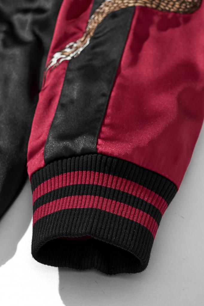 East Rain Sukajan Jacket with Double Dragon and Peony Japanese Yokosuka All FUN226 Pattern, Red, Style, Unisex, Outerwear, Fall/Winter, Seasons,