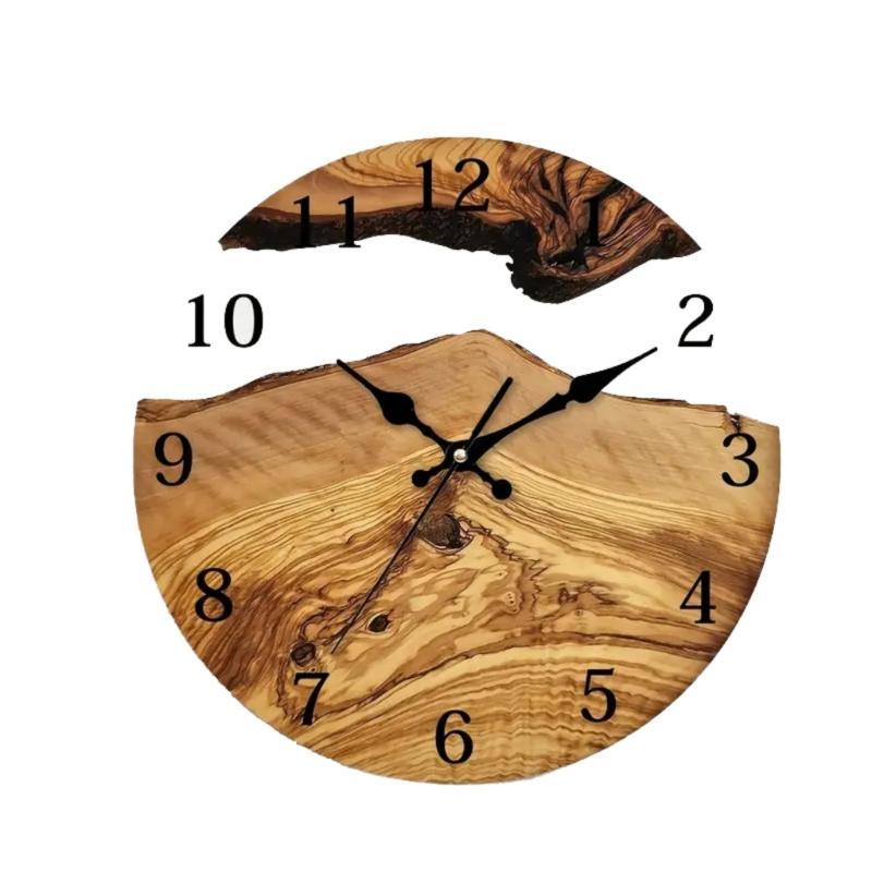 Elegant Quiet Wall Clock with Wood Grains and Transparent Tempered Glass 30cm Clock for Living Room and Office Decors