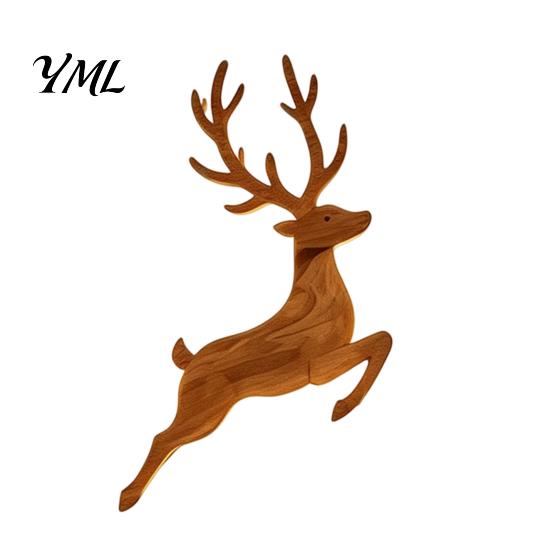 LED Backlit Silhouette Christmas Reindeer Wall Light, Wooden with Warm Backlight, Modern Farmhouse Interior Decor Battery Operated Lighted Festive Art
