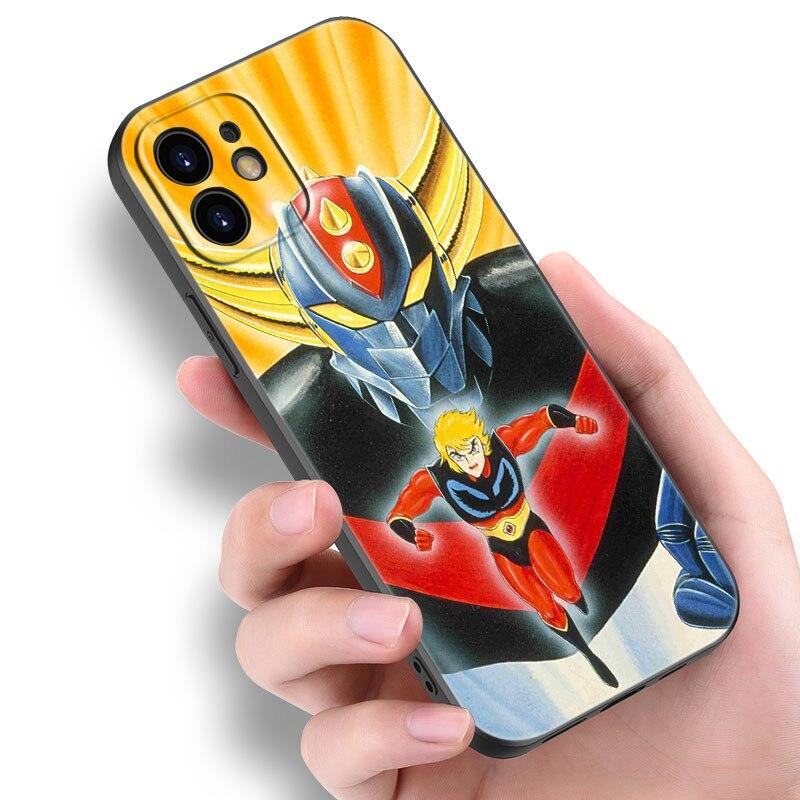 UFO Roboter Grendizer Telefon Fall Für Apple iPhone 14 13 12 Mini 11 Pro Max 7 8 XR X XS 7 8 Plus SE 2020 2022 Schwarze Abdeckung