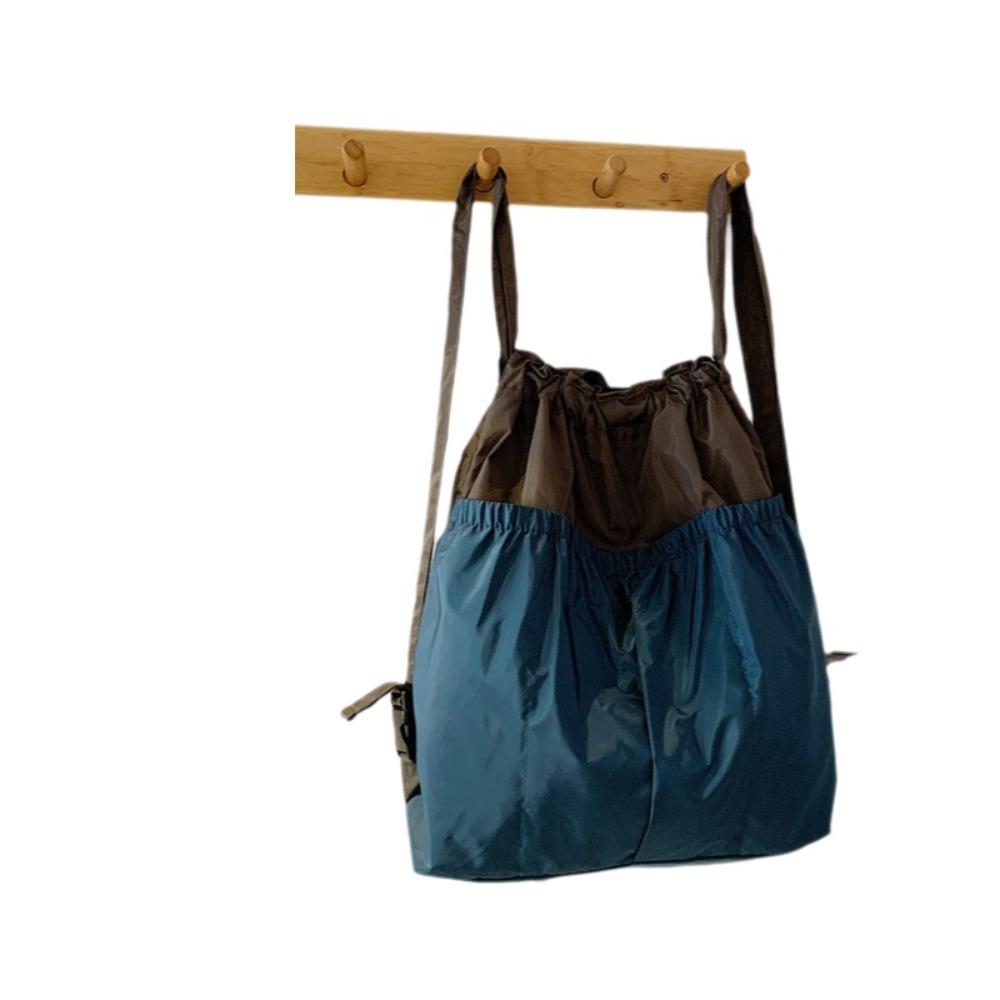 

Waterproof Foldable Backpack Reusable Grocery Handbag Fashion Travel Drawstring Bag Women s Use серый