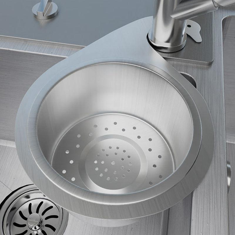 1 Stück Spüle aus Edelstahl Abnehmbarer Siebkorb Küchenabtropfkorb Filter Haushalt Gemüse Nass Trocken Hängendes Abtropfgestell