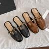 X139-5 Retro Mary Jane Shoes Women's Head T-shaped with Skirt Small Leather Shoes Black French Flat Shoes Women