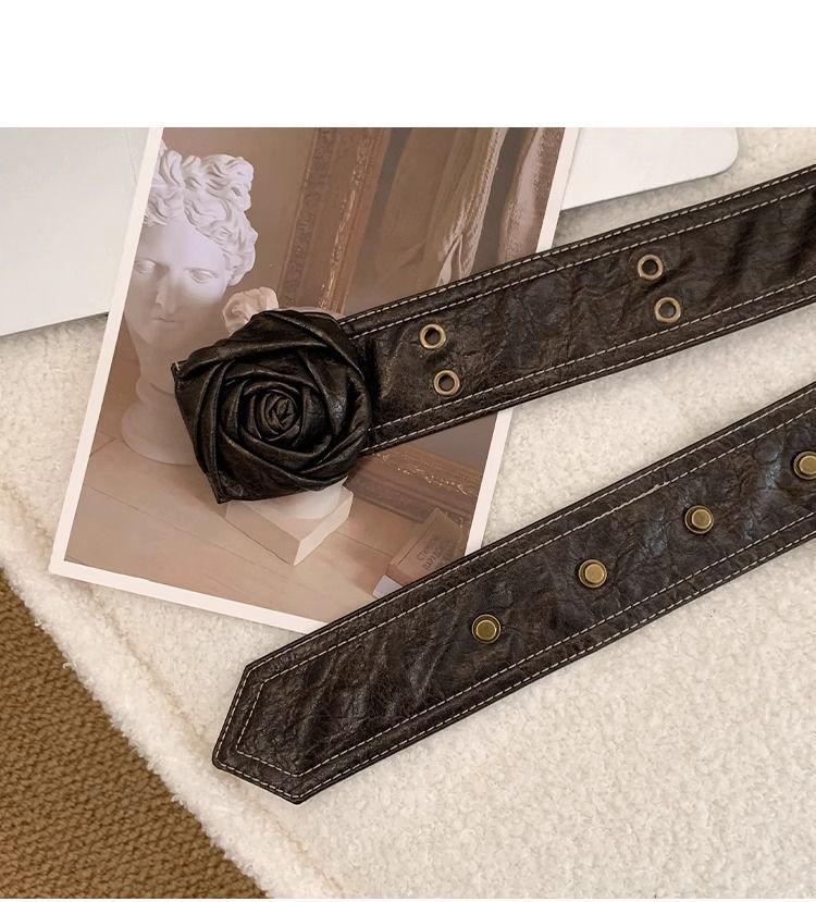 Women's Sexy Retro Rose Waist Chain Belt - Y2K Style Brown Leather Cincher