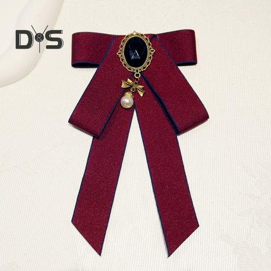 Women Bow Tie Shiny Rhinestone Pre-Tie Collar Tie Adjustable Neck Size Handmade Ribbon Shirts Uniforms Accessories