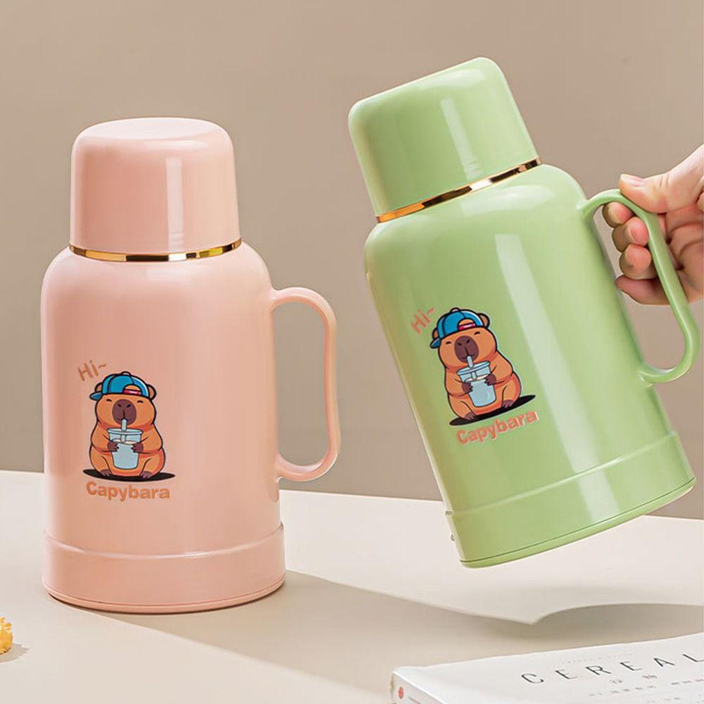 1000ML Capybara Thermos Water Cup Large Capacity Hot Water Dispenser  Outdoor Sports