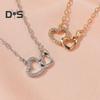 Women Necklace Rhinestone Hollow Heart Pendant Adjustable with Extended Length Hollow Chain Lady Clavicle Necklace Neck Jewelry