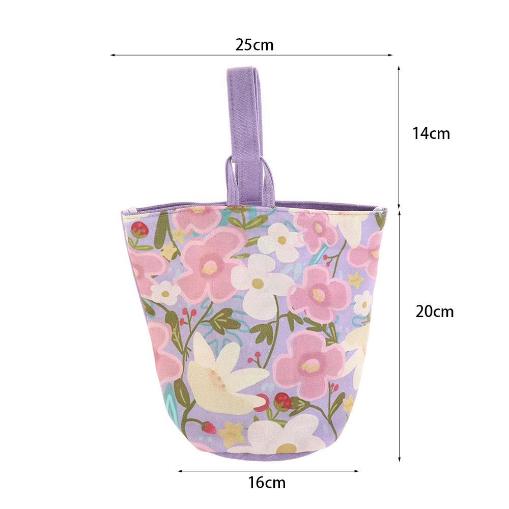 Large Capacity Canvas Handbag Korean Style Mummy Bag Cute Fresh Flower Bucket Bag  Travel