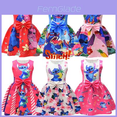 2023 Nieuwe Collectie Sterren Baby Lilo En Stitch Meisjesjurk, Cartoon Stijl, A-lijn Rok
