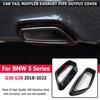 2PCS Throat Exhaust Pipe Cover For BMW 5 Series G30 G31 2018- Black Stainless Steel Exterior Modification Car Accessories