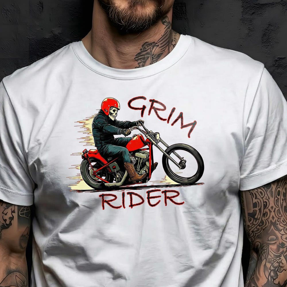 Grim Rider I Skull Chopper Motorcycle Design I Dark Biker Speed Illustration XXXXL