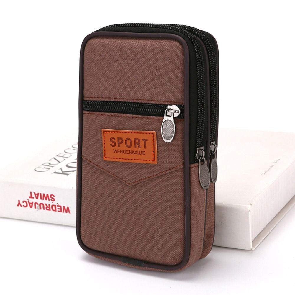 

Поясная сумка Чехол для мобильного телефона Двухслойная Мужская поясная сумка Кошелек Мужская сумка для телефона Путешествия Brown-Vertical