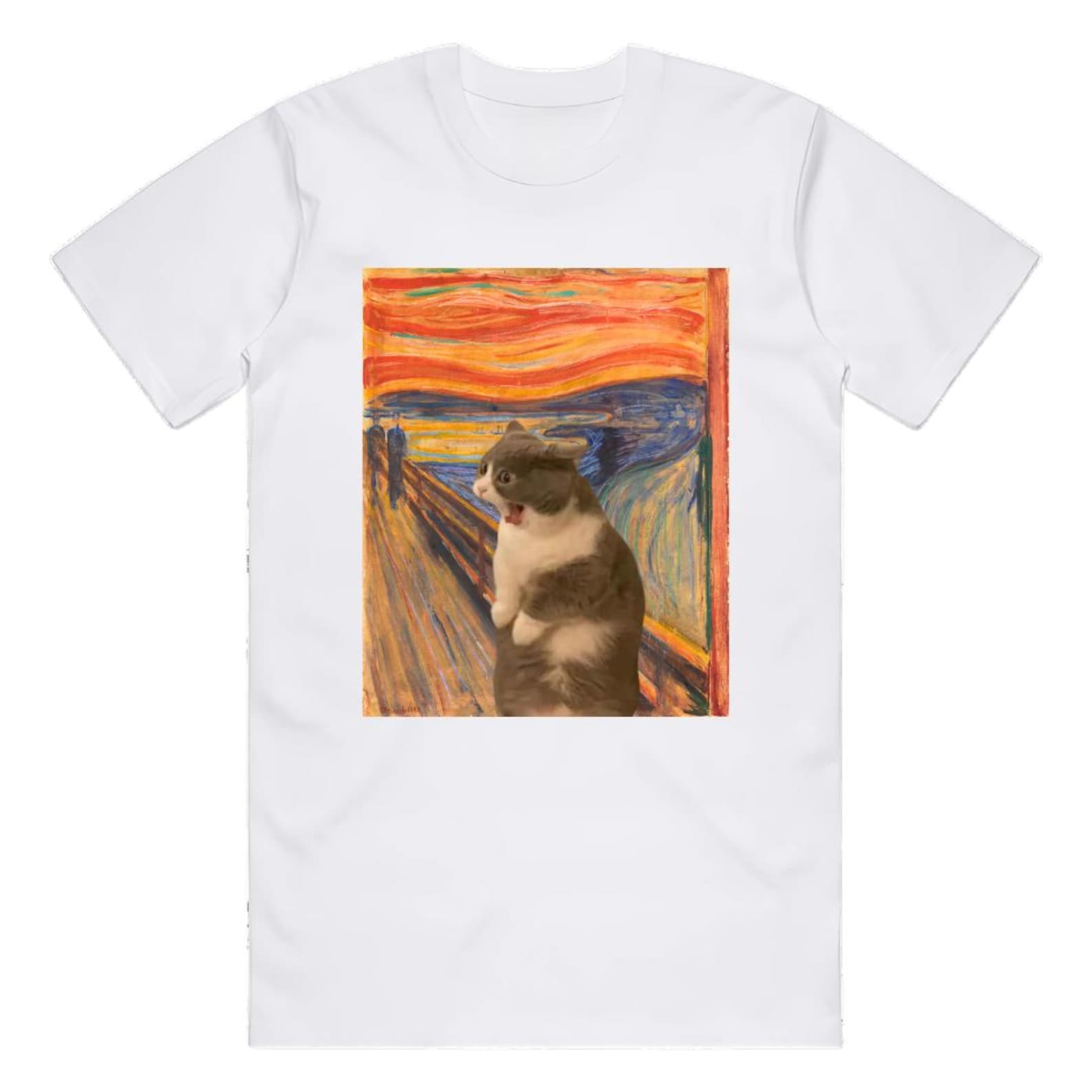 The Scream Cat Meme T-Shirt - Funny Art Parody L