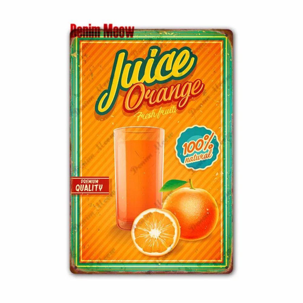 

Retro Metal Tin Sign Freshly Squeezed Juice Bar Wall Decor Aluminum 20x30 cm