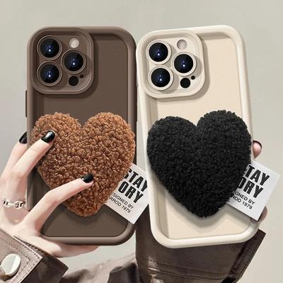 Koreanische Niedliche 3D Plüsch Liebesherz Handyhülle Für Samsung Galaxy S25 S24 S23 S22 S21 Ultra Plus FE A32 A13 A33 A34 A16 Weiche Hülle