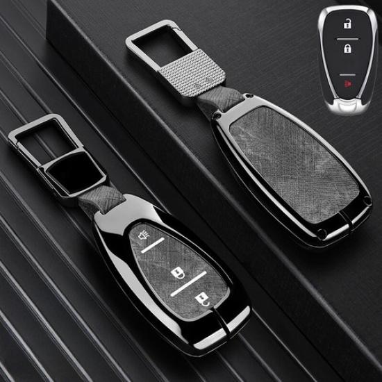 Zinc Alloy Leather Car Key Case Cover For Chevy Camaro Cruze Malibu Volt Bolt EV