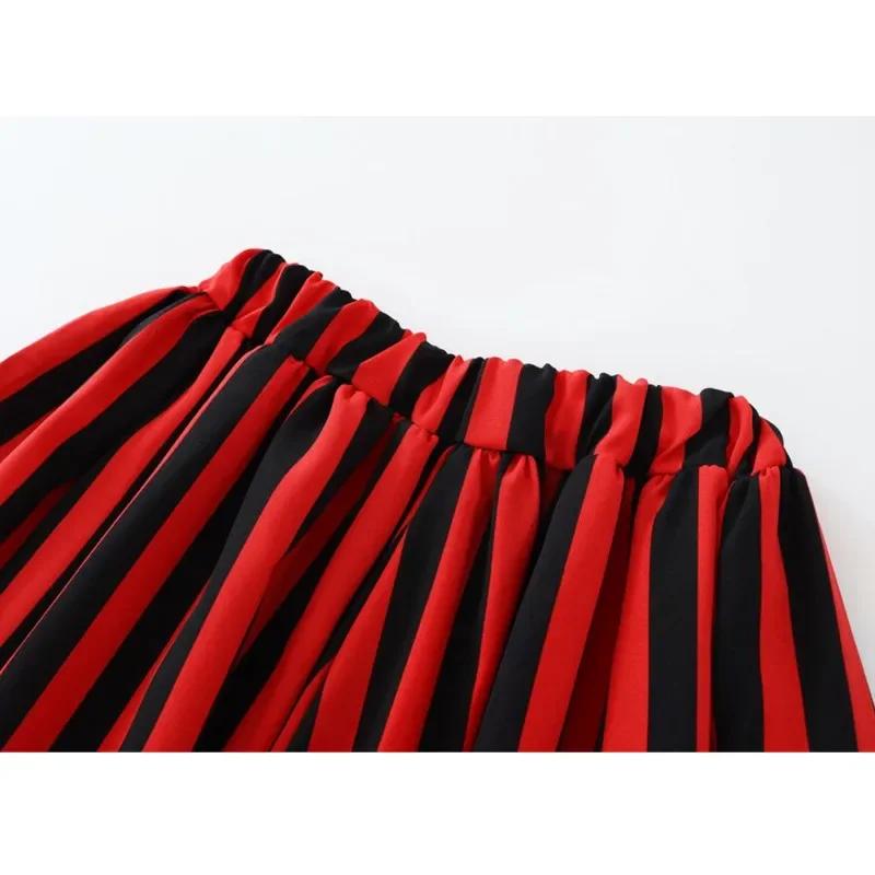Sexy Women's Pirate Costume Dress Printed Striped Captain Jack Elasticized Lace Dress Halloween Girls Role Play Party