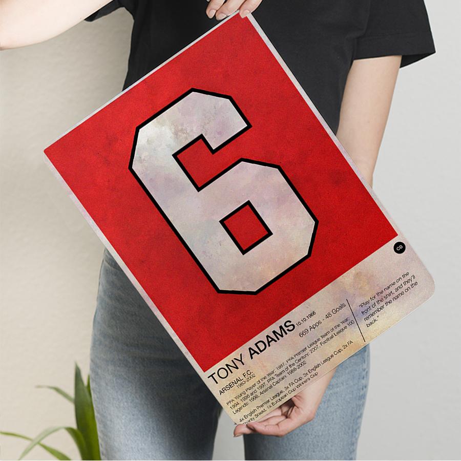 Arsenal Legend Tony Adams Number 6 Iron Painting 669 Apps 48 Goals Football Souvenir Decor Art